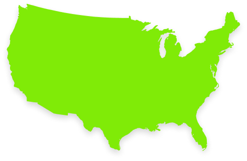 Green map of USA